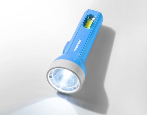 Lampe torche portable TS-2206 1 LED 70 lm + 1 LED COB 80 lm 2xAA, bleue.