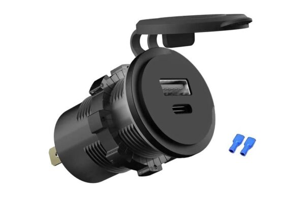 Chargeur hermétique intégré PS pour voiture/bateau 12-24 V USB-A QC 3.0 + USB-C PD