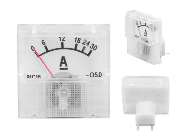 ampèremètre analogique carré mini 30 A.