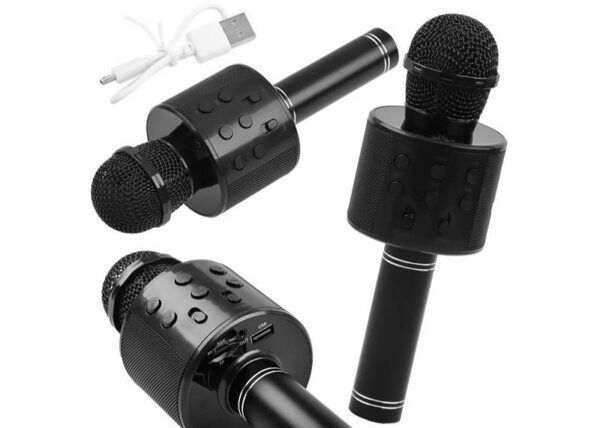 Microphone karaoké avec haut-parleur, rétroéclairage RGB, noir