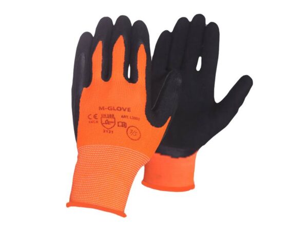 Gants de protection 7" LATEX MOUSSE ORANGE *12 SUPER L2003 (12 paires).