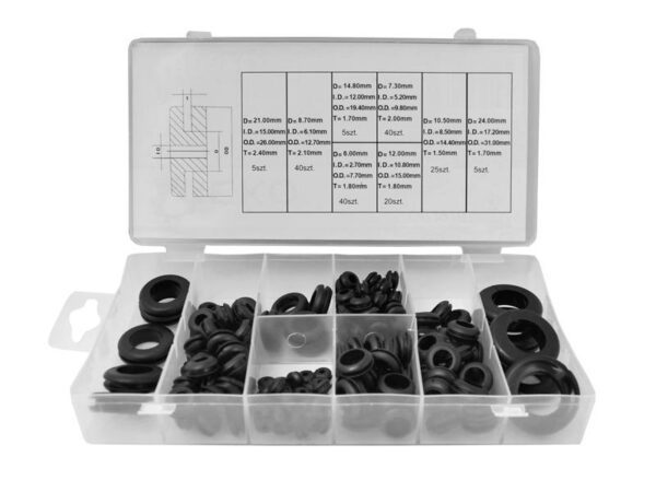 Jeu d'œillets en caoutchouc G02915 180 pièces.