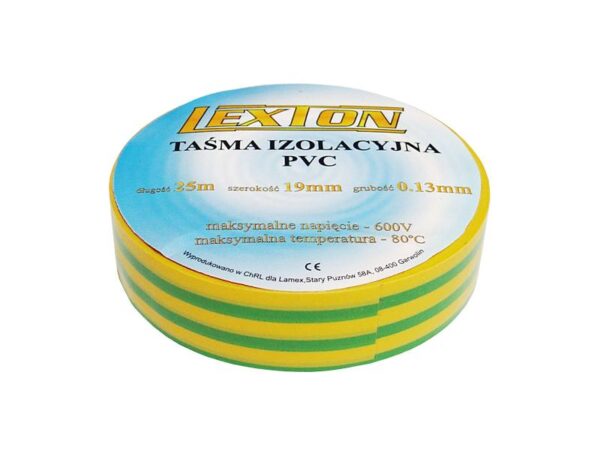 Ruban isolant Lexton, jaune/vert, 25 m.