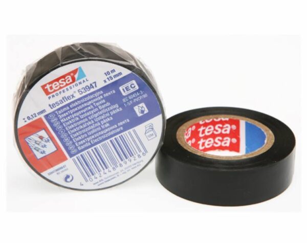 Ruban isolant noir en PVC TESA 10 m/15 mm