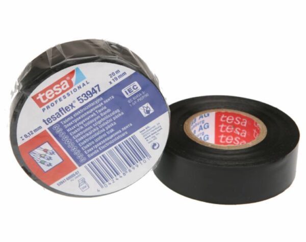 Ruban isolant Tesa, 20 m/19 mm, PVC, noir.
