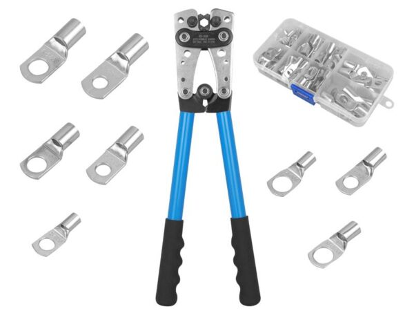 Outil de sertissage pour cosses de gros câbles, 60 pièces.