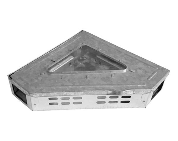 Crochet métallique avec verre, angle à double entrée.