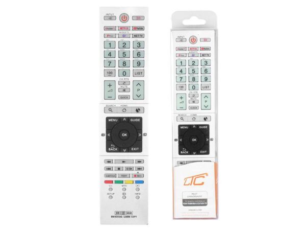 Télécommande universelle pour téléviseur LCD Toshiba RM-L1328 compatible avec Netflix, YouTube, Rakuten et la 3D.