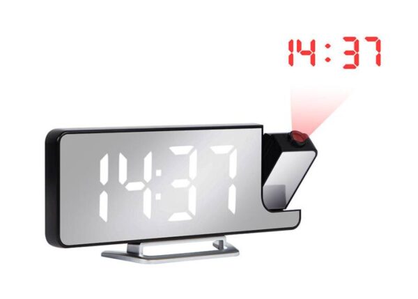 Horloge électronique LED, numérique avec projecteur laser, réveil, thermomètre