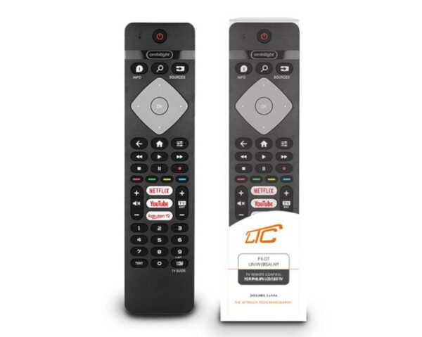 Télécommande pour téléviseur LCD/LED Philips RM-L1660, Smart, Netflix, Youtube, Rakuten, Ambilight.