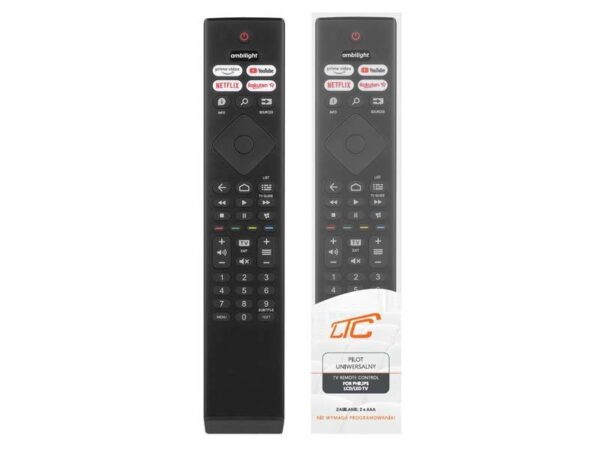 Télécommande pour téléviseur intelligent LCD/LED Philips RM-L1760, compatible avec Netflix, YouTube, Rakuten et la fonction Ambilight.