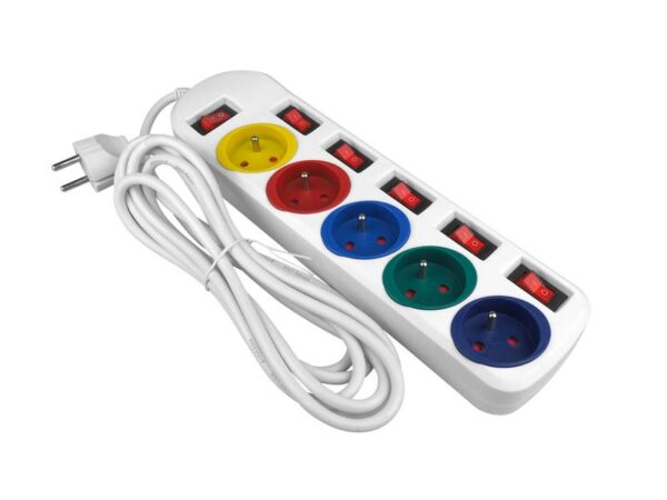 Rallonge électrique 3 m 5 g, couleur KD4001 blanche