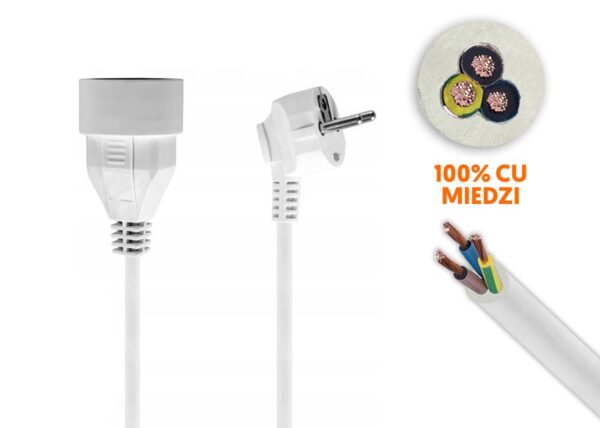 Rallonge électrique blanche de 10 m avec prise et fiche