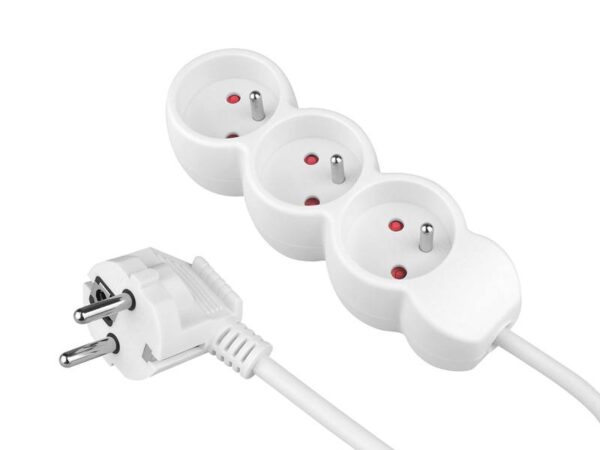Rallonge électrique 3 prises avec mise à la terre, 1,5 m