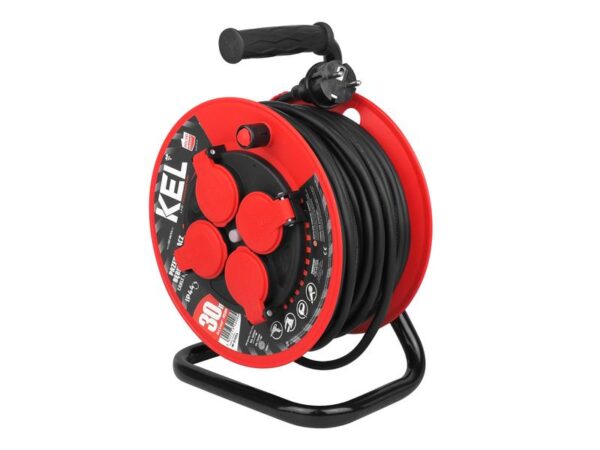 Câble d'extension PS PROFESSIONAL LINE sur enrouleur 16 A 30 m noir, 4 x 2 pôles + Z, IP44 H05RR-F 3 x 1,5 mm