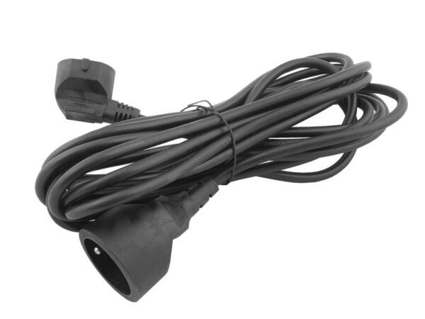 Rallonge secteur avec prise de courant, 5 m, avec mise à la terre, noire.