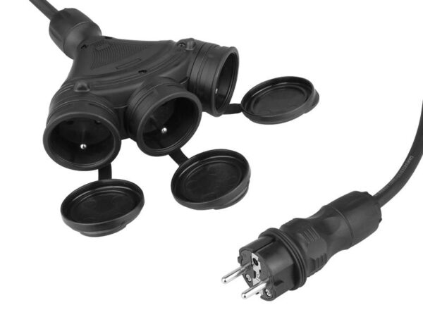 Rallonge de chantier PS Extrem X3, 3 prises, IP54, 16 A, H05RR-F, 3 x 2,5 mm, 10 m, NOIRE