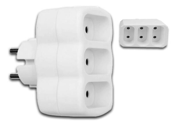 Répartiteur réseau : 3 prises plates sans mise à la terre, blanc