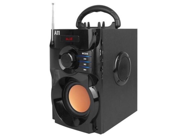 Enceinte rétro A11, 10 W, Bluetooth, radio FM, USB, Micro SD, AUX, télécommande, batterie intégrée.
