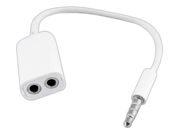 Adaptateur jack : prise 3,5 mm - 2 prises 3,5 mm sur le câble.