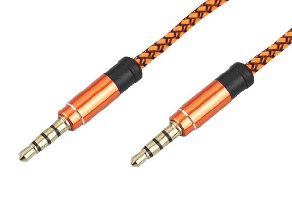 CÂBLE AUXILIAIRE MINI-JACK 4 PÔLES 3,5 MM 1 M TRESSÉ RÉSISTANT