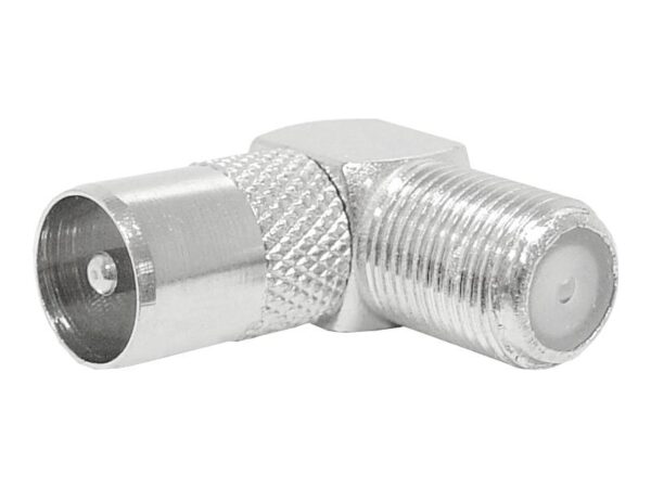 Adaptateur F : Prise F - Fiche d'antenne coudée.