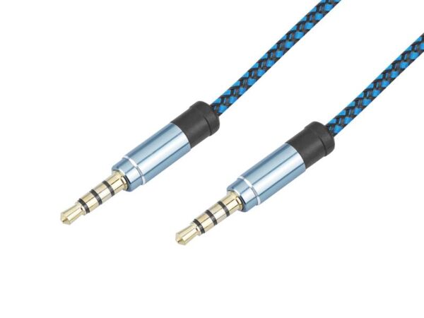 CÂBLE AUXILIAIRE MINI-JACK 4 PÔLES 3,5 MM 1 M TRESSÉ RÉSISTANT
