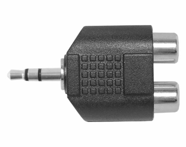 Adaptateur jack : prise 3,5 mm - 2 prises RCA.