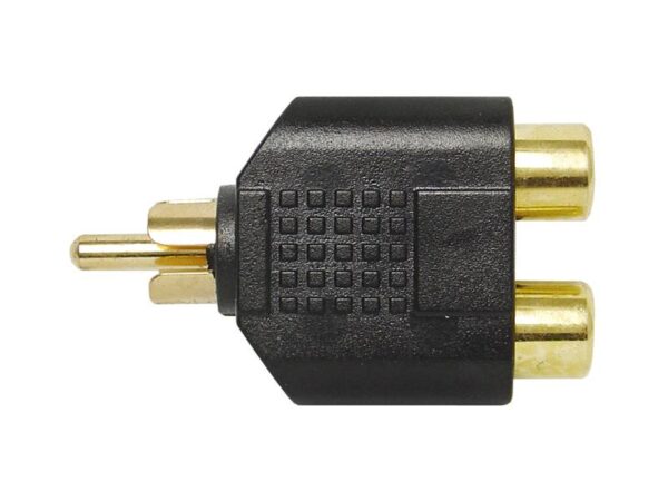 Adaptateur RCA : fiche RCA - 2 prises RCA plaquées or.