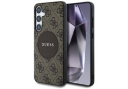 Étui Guess 4G Round Patch Classic Logo MagSafe pour Samsung Galaxy S25+ marron GUHMS25MP4PGRSGW