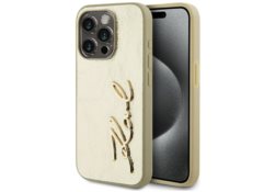 Étui Karl Lagerfeld Wrinkled Metal       Signature pour iPhone 15 Pro Max pourré KLHCP15XPFMFBKMD