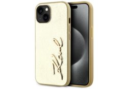 Étui Karl Lagerfeld Wrinkled Metal       Signature pour iPhone 15 pourré KLHCP15SPFMFBKMD