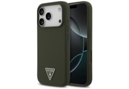 Étui Guess Silicone Triangle Logo        MagSafe pour iPhone 17 Pro khaki GUHMP17LSCTRLMA