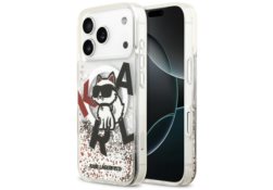 Étui Karl Lagerfeld Liquid Glitter Choupette Logo MagSafe pour iPhone 17 Pro transparent KLHMP17LLCHSCTDT