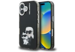 Étui Karl Lagerfeld IML Aquarelle Karl   & Choupette & Logo pour iPhone 16 noir KLHCP16SHMKCAQK