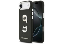 Étui Karl Lagerfeld FW Grained Karl &    Choupette Heads Pins & Logo pour iPhone Air noir KLHCP17MPSFDHPOK