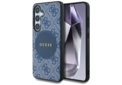 Étui Guess 4G Round Patch Classic Logo   MagSafe pour Samsung Galaxy S25+ bleu GUHMS25MP4PGRSGB