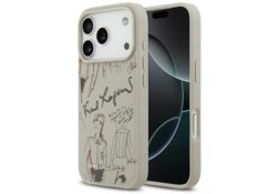 Étui Karl Lagerfeld Grained Pattern &    Logo MagSafe pour iPhone 17 Pro gris KLHMP17LPGGRMPKG