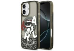 Étui Karl Lagerfeld Liquid Glitter       Choupette Logo MagSafe pour iPhone 17 noir KLHMP17SLCHSCTDK