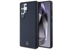 Étui Mercedes Leather Debossed Lines     MagSafe pour Samsung Galaxy S25 Ultra bleu MEHMS25L24RRECV