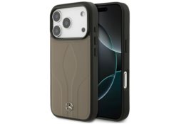 Étui Mercedes Leather The Move MagSafe   pour iPhone 17 Pro taupe MEHMP17L25ROLAUT