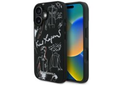 Étui Karl Lagerfeld Grained Pattern &    Logo MagSafe pour iPhone 16 noir KLHMP16SPGGRMPK
