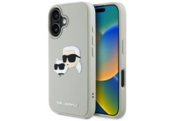 Étui Karl Lagerfeld HC 3D Rubber pourubleHeads pour iPhone 16 beige KLHCP16SRBCKCHLE