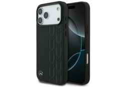 Étui Mercedes Leather Laurel Leaves      MagSafe pour iPhone 17 Pro Max noir MEHMP17X25RDSLAK