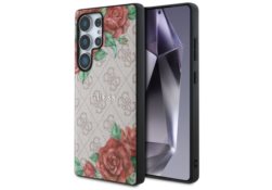 Étui Guess Leather 4G Flowers Print      Metal Classic Logo MagSafe Samsung Galaxy S25 Ultra rose GUHMS25LP4ROPEMCP