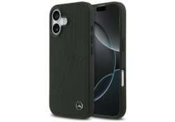 Etui Mercedes Leather Large Laurel Leave MagSafe do iPhone 17 czarny MEHMP17S25ROOLK