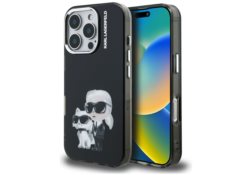 Étui Karl Lagerfeld IML Aquarelle Karl   & Choupette & Logo pour iPhone 16 Pro noir KLHCP16LHMKCAQK