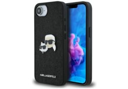 Étui Karl Lagerfeld Fixed Glitter        Karl&Choupette Heads Metal Pin pour iPhone 16e / 17e noir KLHCPSE4PFGKCPK