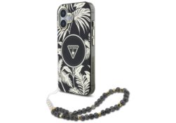 Étui Guess Palm Trees Triangle Pearl     Strap MagSafe pour iPhone 16 noir GUHMP16SHPCTPLSK