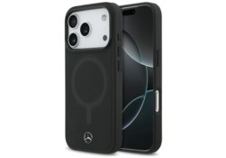 Étui Mercedes Plain Smooth Leather       MagSafe pour iPhone 17 Pro noir MEHMP17L23RCMK